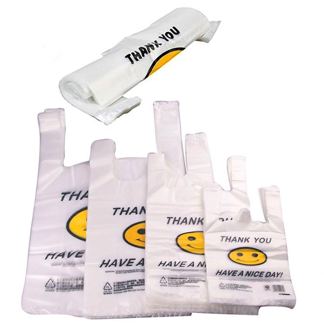 Custom Plastic Bag Biodegradable Compostable Environment-Friendly Supermarket T-Shirt Bag Vest Shopping Bags